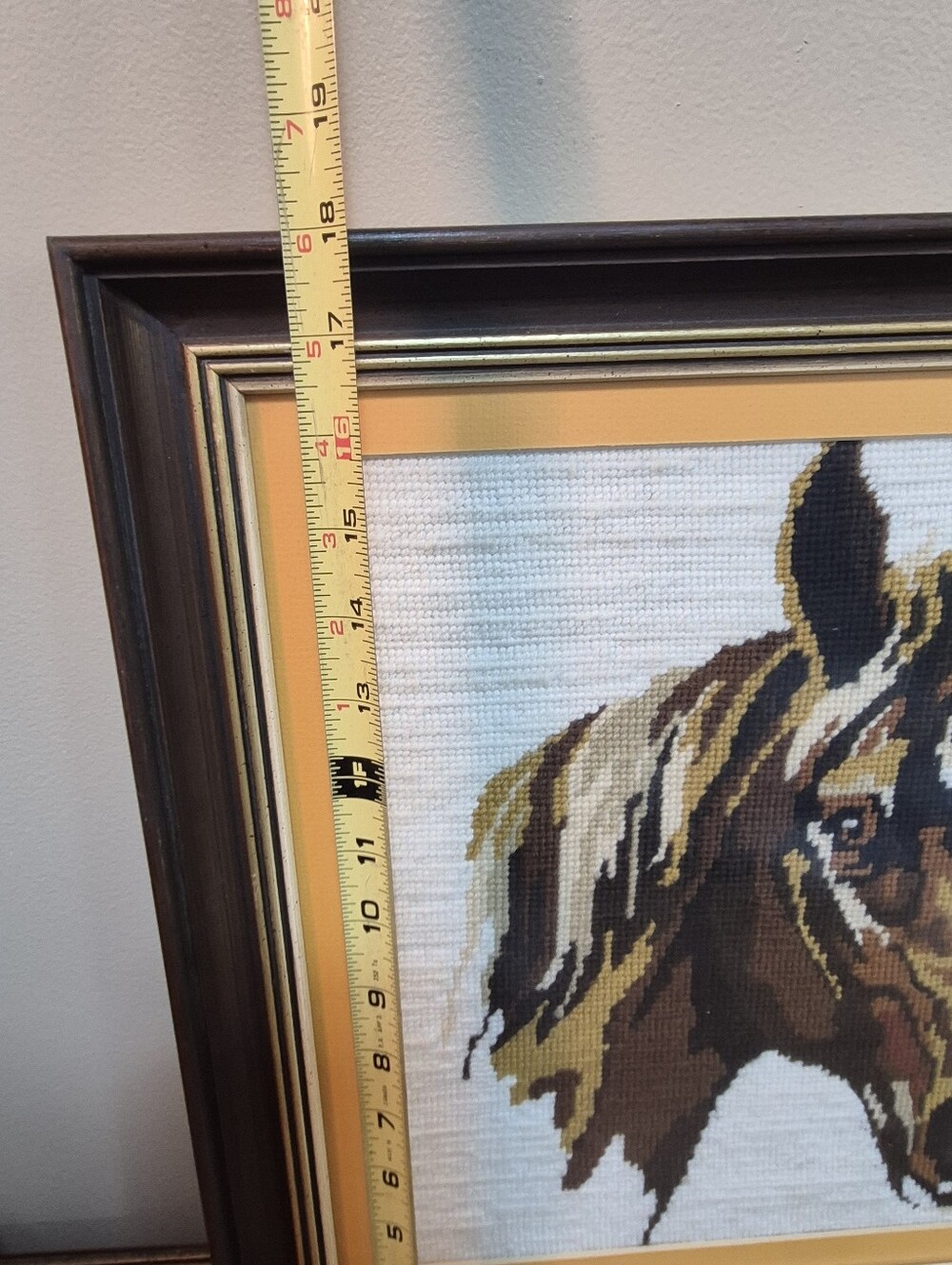 VINTAGE Horse Embroidery Needlepoint Framed Wall Art - Picture 11 of 15